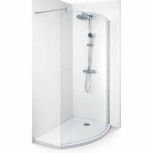 Allibert Wings gebogen walk-in douche compleet met douchebak 210-140cm rechts model