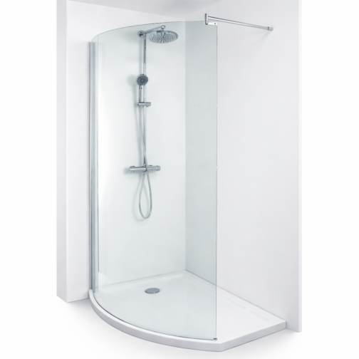 Allibert Wings gebogen walk-in douche compleet met douchebak 210-125cm links model