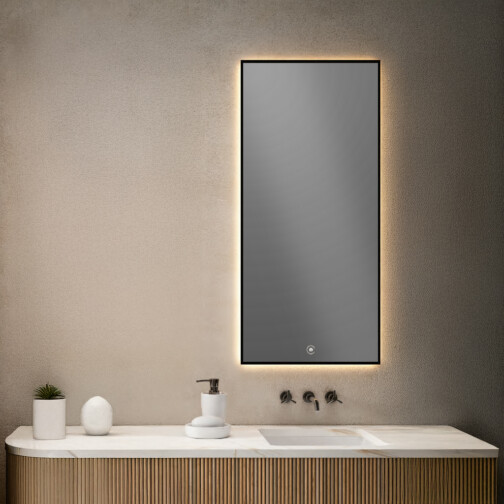 Thys Badkamerspiegel indirecte LED verlichting, verwarming, lijst zwart 120 cm