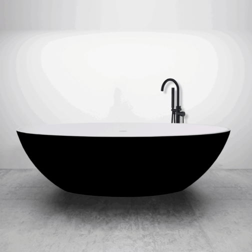 Best-Design "New-Stone" Bicolor-zwart/wit vrijstaand bad "Just-Solid" 180x85x52cm