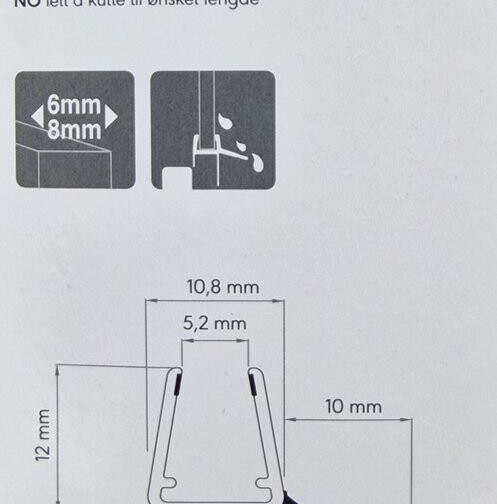 Afdichtprofiel lekstrip douchedeurafdichting met waterkering Tiger 6 - 8 mm
