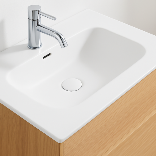 Thys Velluto keramiek wastafel glanzend wit 61, 81 of 121 cm.