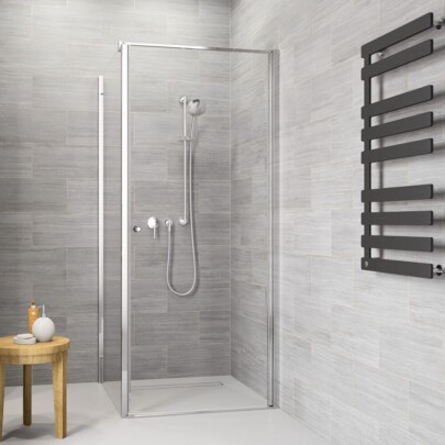 Sealskin Code Draaideur (rechts) 88 cm voor combinatie met zijwand Zilver hoogglans