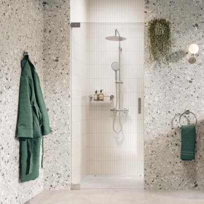 Sealskin Pure Draaideur in nis 90x200 cm, 8 mm helder veiligheidsglas met antikalklaag Zilver hoogglans