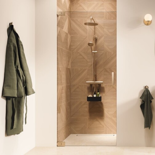 Sealskin Pure Draaideur in nis 90x200 cm, 8 mm helder veiligheidsglas met antikalklaag Geborsteld goud