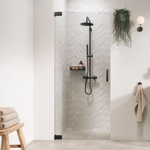 Sealskin Pure Draaideur in nis 100x200 cm, 8 mm helder veiligheidsglas met antikalklaag Geborsteld gunmetal grijs