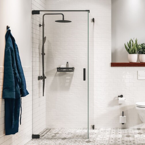 Sealskin Pure Draaideur voor combinatie met zijwand 90x200 cm, 8 mm helder veiligheidsglas met antikalklaag Mat zwart