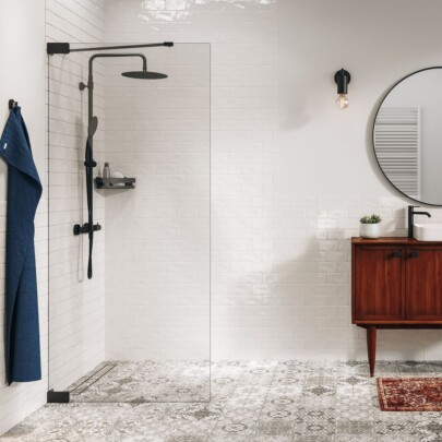 Sealskin Pure Inloopdouche A3 90 cm, 8 mm helder veiligheidsglas met antikalklaag Mat zwart