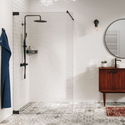 Sealskin Pure Inloopdouche type A3 120 cm, 8 mm helder veiligheidsglas met antikalklaag Mat zwart