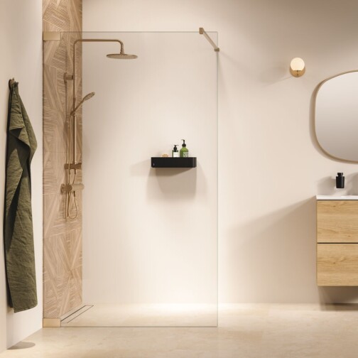 Sealskin Pure Inloopdouche type A3 120 cm, 8 mm helder veiligheidsglas met antikalklaag Geborsteld goud