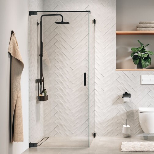 Sealskin Pure Zijwand voor combinatie met draaideur 120x200 cm, 8 mm helder veiligheidsglas met antikalklaag Geborsteld gunmetal grijs