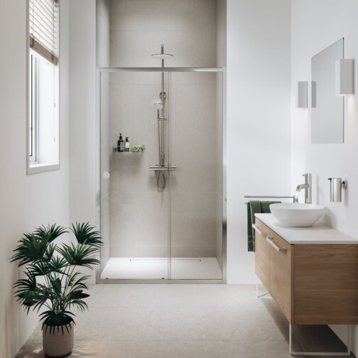 Sealskin Seev Schuifdeur 120×200 cm – Zilver profiel – Helder glas