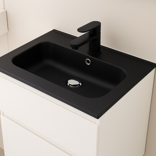 Thys Romée polybeton wastafel mat zwart 3 maten