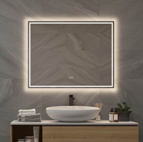 Badkamerspiegel 80x70 cm met LED-verlichting, verwarming en touch bediening