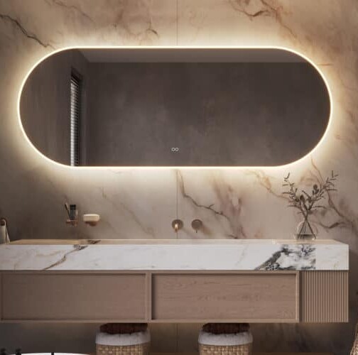 Ovale badkamerspiegel horizontaal