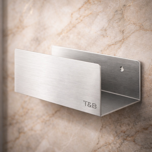 T&B Wandplank / Planchet - geborsteld aluminium - 20 cm