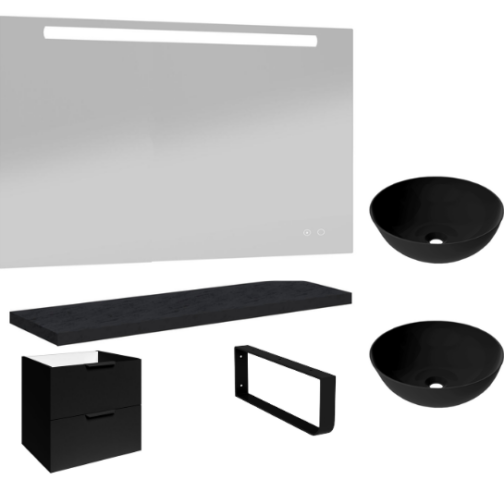 Allibert PLAY complete wastafelset mat zwart