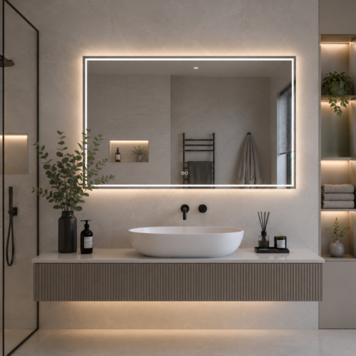 Badkamerspiegel rechthoek directe en indirecte LED verlichting, verwarming 120x70 cm