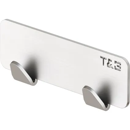 T&B dubbele haak, 16.6 cm, geborsteld aluminium