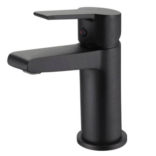 Bluerain Pinaki wastafelkraan mat zwart met push-open afvoerplug