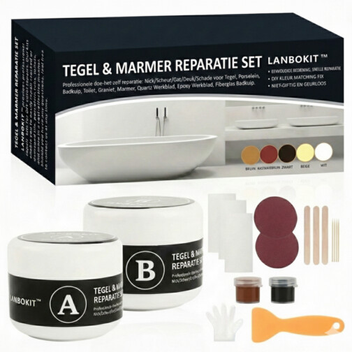 Sanitair Reparatieset Porselein, Polybeton, Graniet, Marmer, Composiet, Douchebak, Wastafel en Bad Reparatie Kit