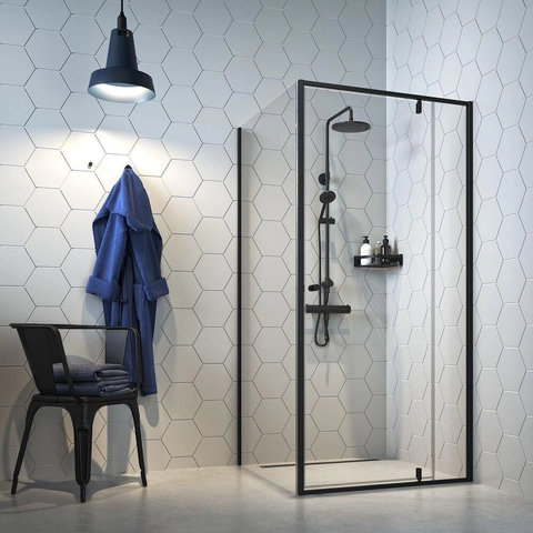 Sealskin Contour douchecabine draaideur met zijwand 100x100 cm mat zwart