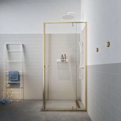 Sealskin Contour douchecabine draaideur met zijwand 100x100 cm goud geborsteld