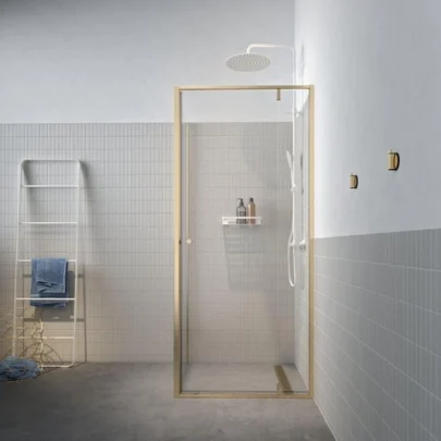 Sealskin Contour douchecabine draaideur met zijwand 90x90 cm goud geborsteld