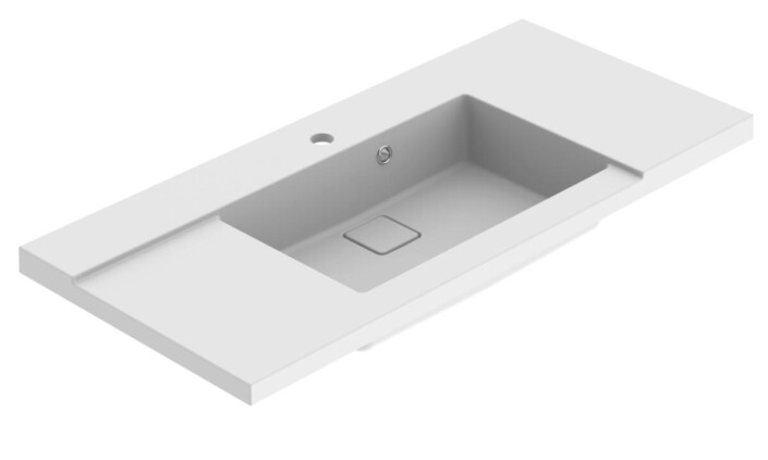 Allibert Queen wastafel 100 cm polybeton met 1 wasbak en 1 kraangat mat wit