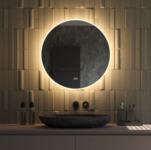 Badkamerspiegel rond Indirect en direct Licht en verwarming 60cm