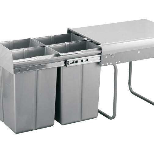 Inbouw afvalsysteem RVS grijs 4x 10L
