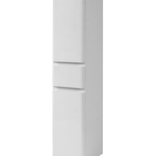 Nortiq Miami Kolomkast 160x35 cm, Hoogglans Wit, 2 Deuren Softclose + Lade, Badkamerkast