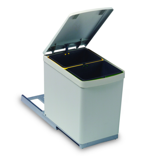 Inbouw afvalsysteem RVS grijs 2x 7,5L