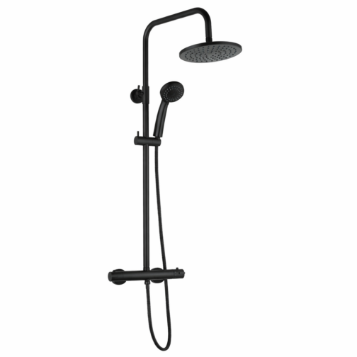 Nortiq Classic regendoucheset met thermostaat regendouche 22 cm mat zwart