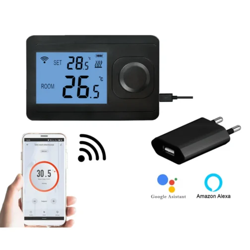 "Otus" Draadloze RF Wifi thermostaat - Mat Zwart - Otus thermostaat zonder ontvanger