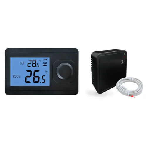 "Otus" Draadloze RF Wifi thermostaat - Mat Zwart - Type R:  Opbouw ontvanger (max 3000 watt)