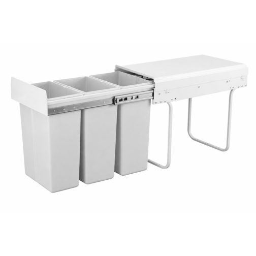 Inbouw afvalsysteem RVS grijs 3x 10L