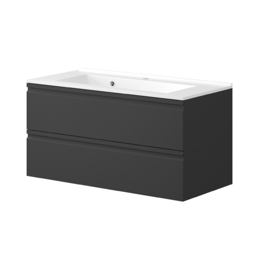 Nortiq Sydney badmeubel onderkast 100 cm mat zwart met 2 lades softclose